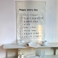 ins happy every day english wall hanging cloth simple style atmosphere background layout tapestry house decor photo prop 4866cm