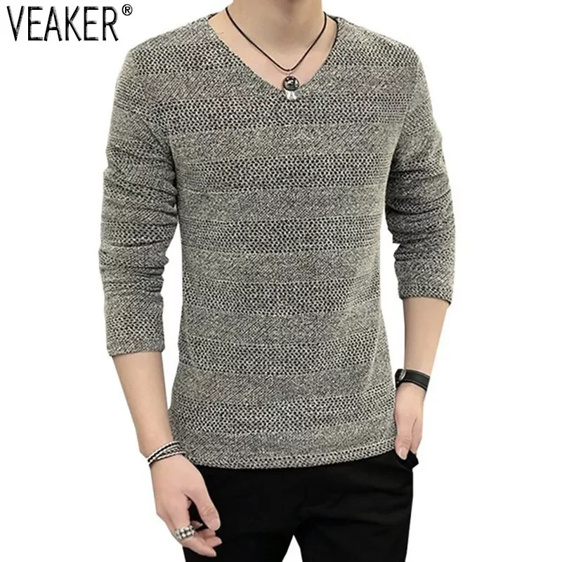 

NEW IN Men's Sexy Hollow Out Hole T shirt Male Autumn Breathable Slim Fit Solid V-Neck Long Sleeve T shirts Pullover Plus Si