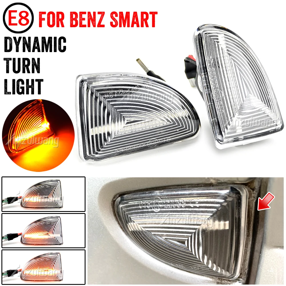Фото 2 шт. для Mercedes Benz Smart Fortwo 451 MK1 и MKII 2007-2015: Динамические светодиодные последовательные указатели поворота, мигающие боковые повторители сигналов №3