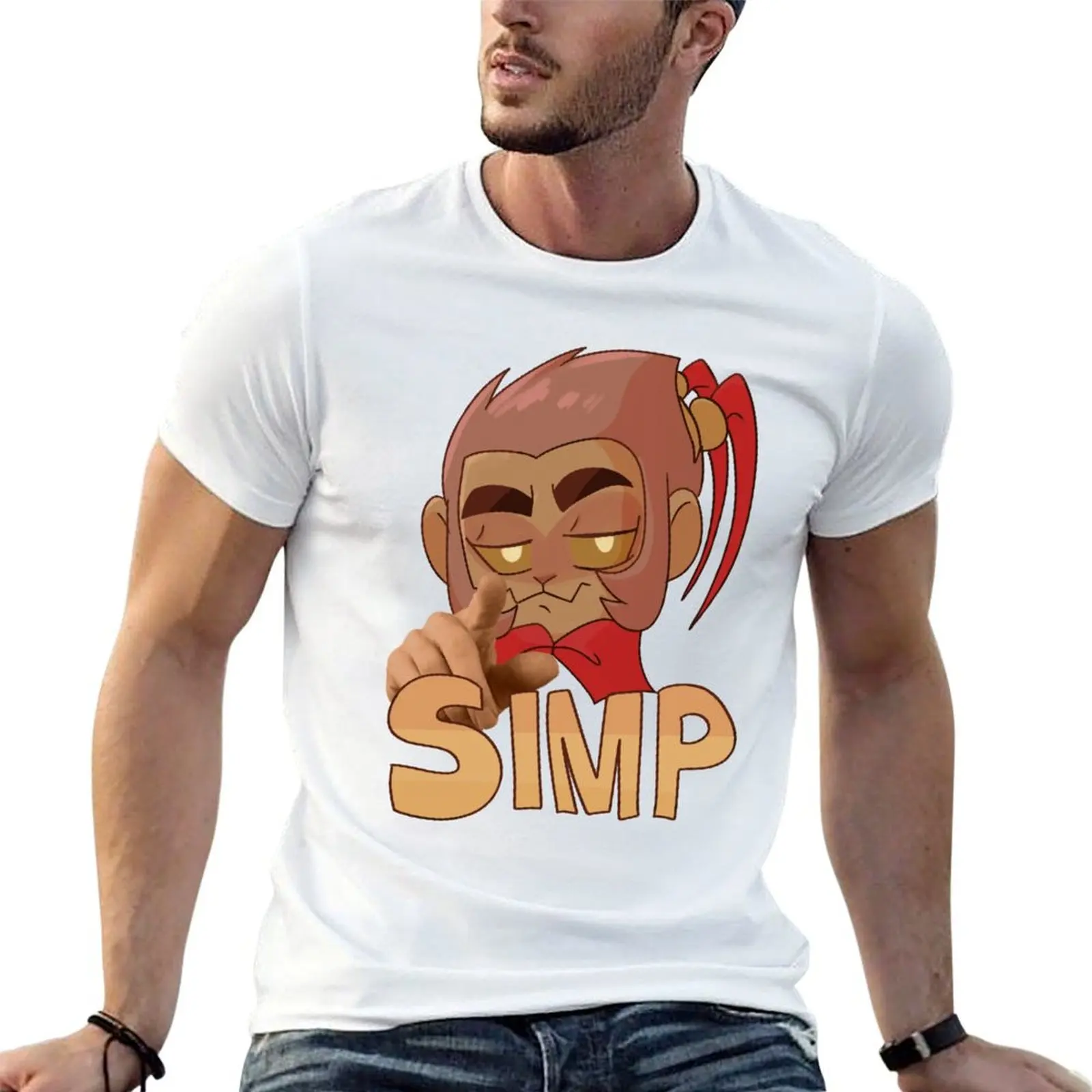 Фото Футболка SIMP- Monkie King, футболка в стиле аниме, футболка для мужчин, футболки из 100% хлопка, дизайнерская футболка №1
