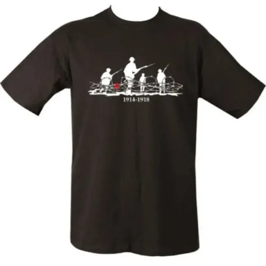 We Will Remember Them WWI Британская армия Poppy Военная солдатская футболка из 100% хлопка с