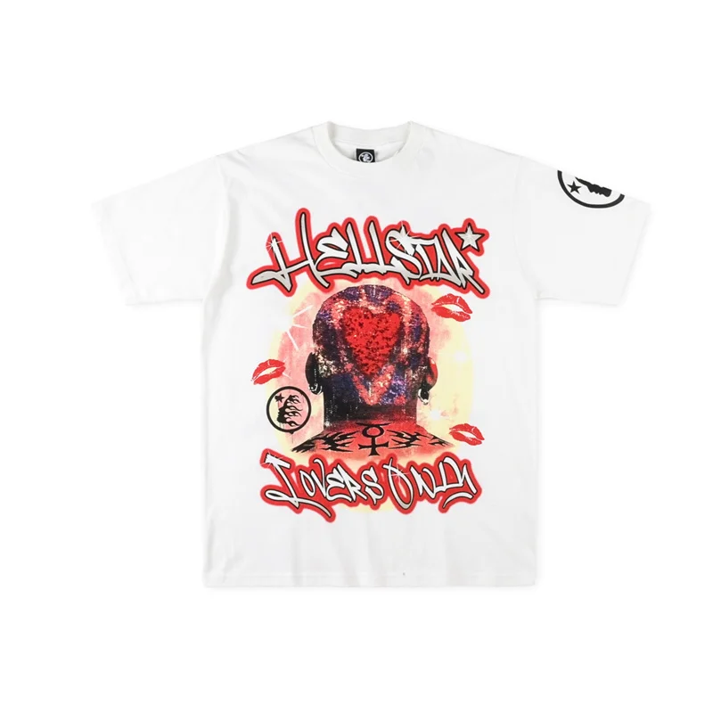 

Hellstar Studios Short Sleeve T-shirt Rodman Portrait Flame Love Tee High Street Fashion Men Women Top