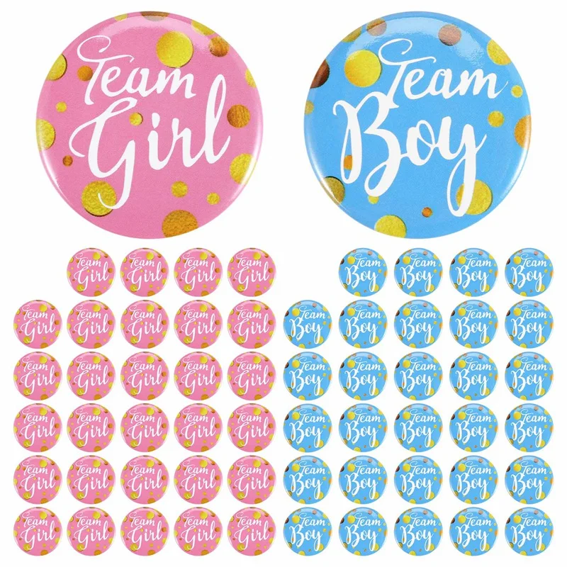 

60-Piece Gender Display Pin Boy and Team Girl Button Pin Baby Shower Button Pink Button for Baby Party Party Supplies