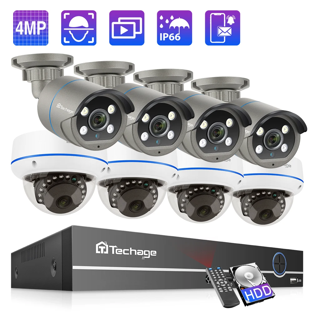 

Techage 8CH 3MP POE Camera System H.265 8MP POE NVR with 3MP Security Camera Day/Night Video Human Detect CCTV Surveillance Kit
