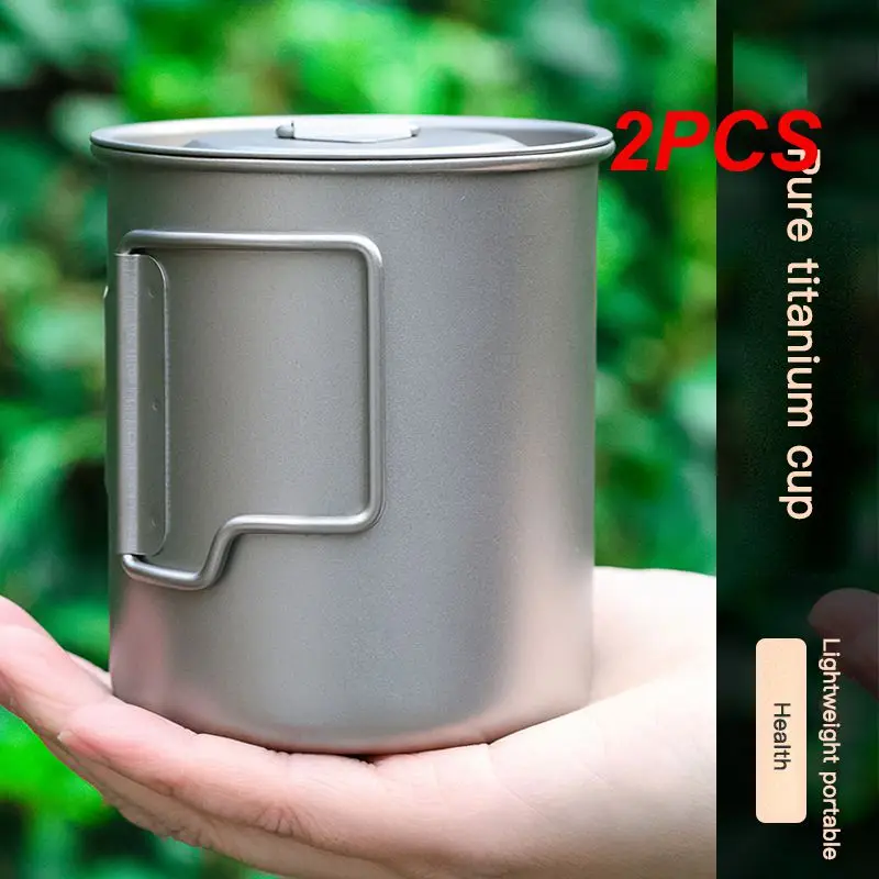 

2PCS 350ml Water Cup Durable Lightweight Lightweight Titanium Cookware Multipurpose 750ml Pot Hiking Essentials