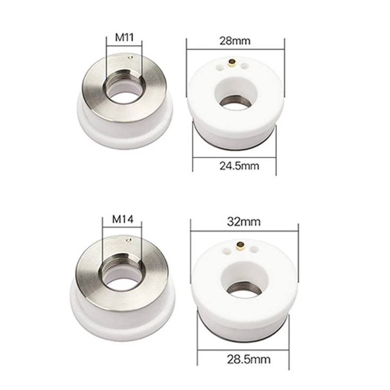 

M11 M14 Fiber laser Ceramic Ring with Upper Outer Diameter 28mm/32mm and Lower Outer Diameter 24.5/28.5mm Height 12 mm
