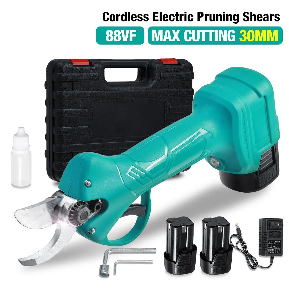 

88VF Cordless Pruner Lithium-ion Pruning Shear Efficient Electric Scissors Bonsai Tree Branches Garden Tools Electric 2 Battery
