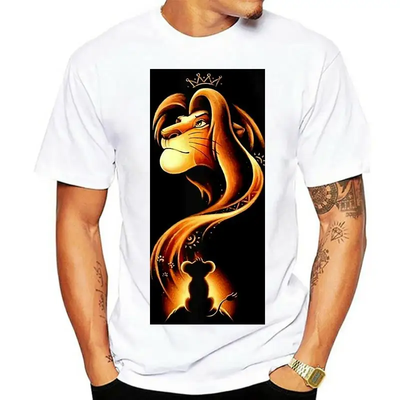 

New Top Popular Lion King Silhouette Simba Movie T-Shirt Men Casual Wear S-3Xl Birthday Gift Tee Shirt