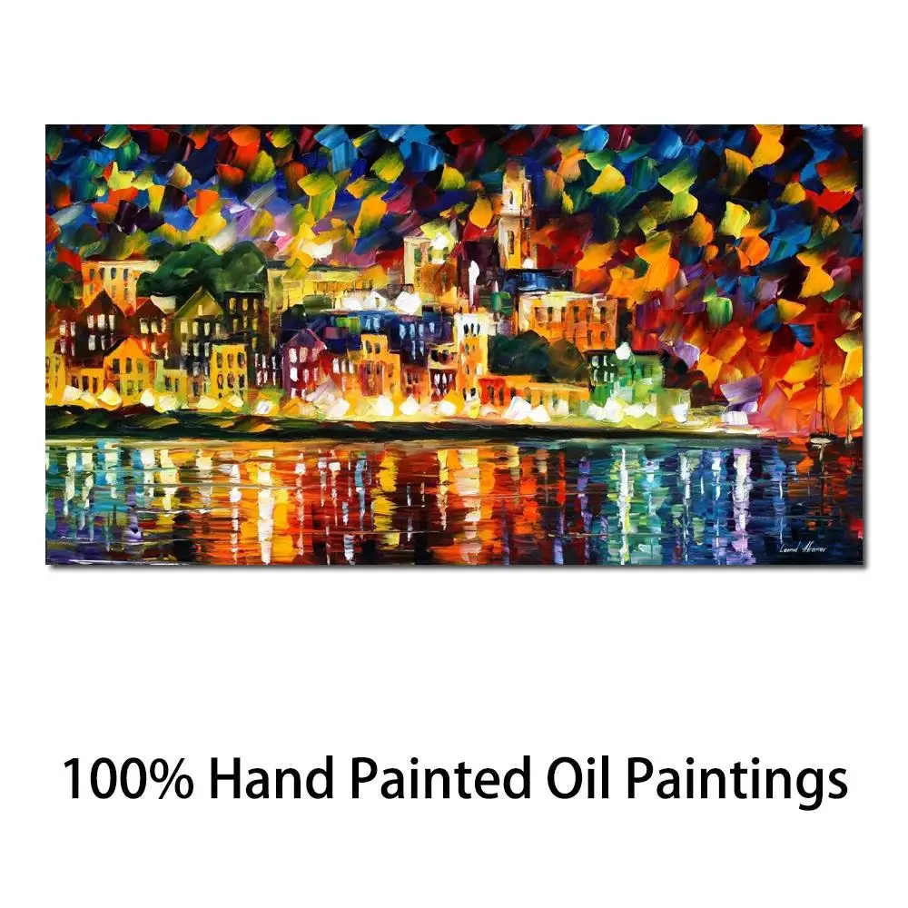 Contemporary Art Fiesta in The Harbor Knife Oil Painting Can