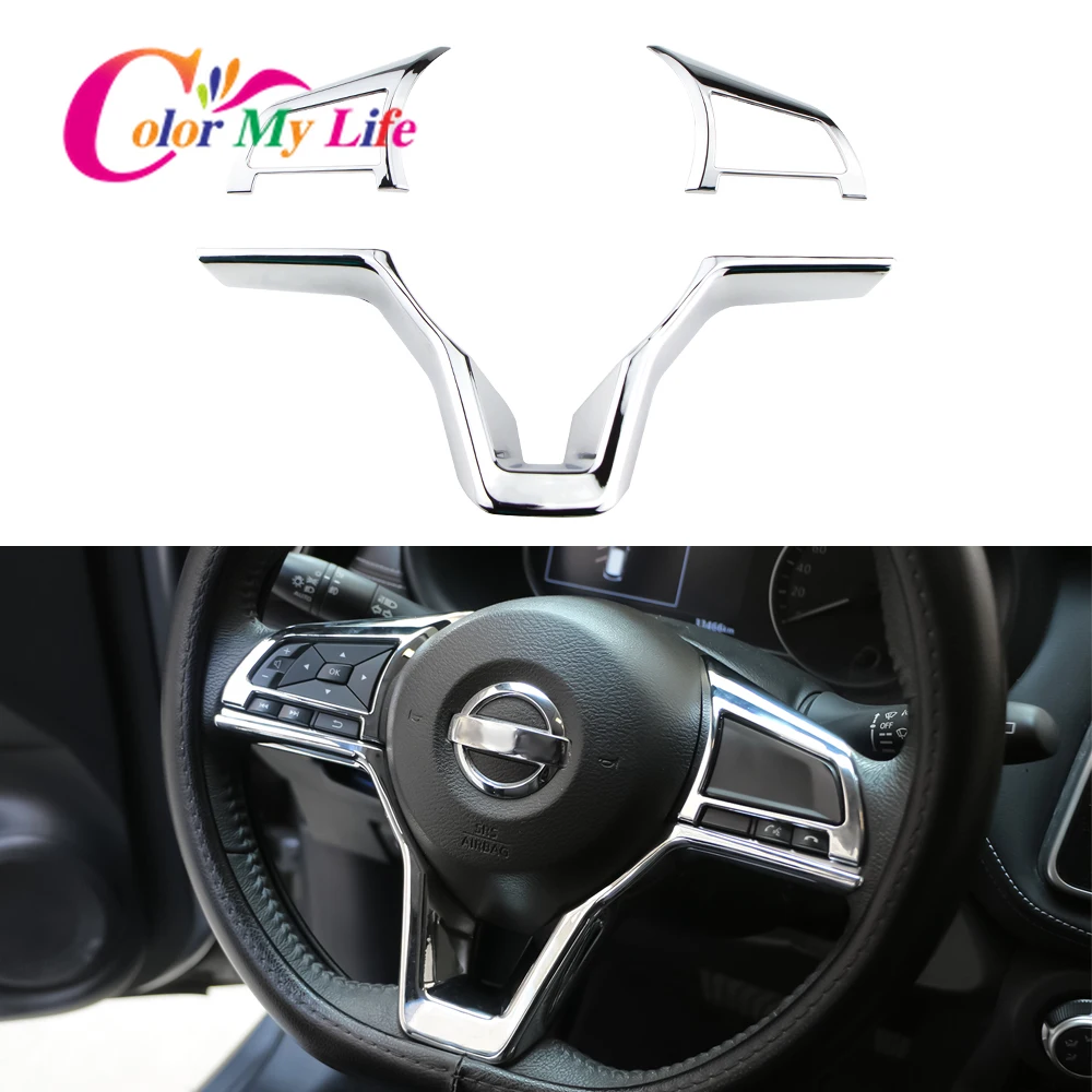 Car Steering Wheel Cover Trim for Nissan Qashqai J11 Dualis 2 X-trail T32 Kicks 2017-2021 Interior Accessories ABS Chrome Parts