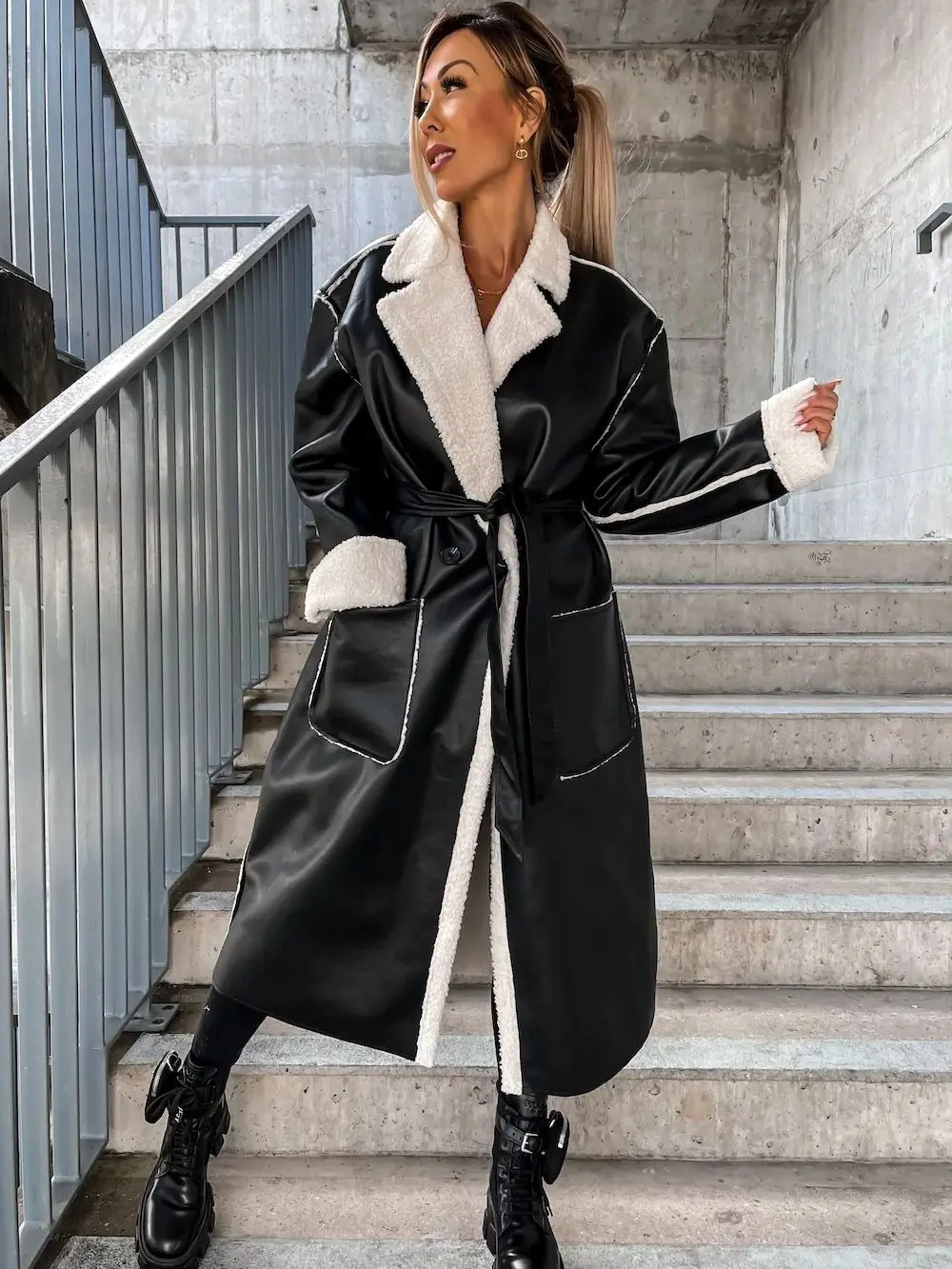 

Женский Повседневный утепленный тренчкот, модное Свободное пальто из кожи, Осень-зима 2022