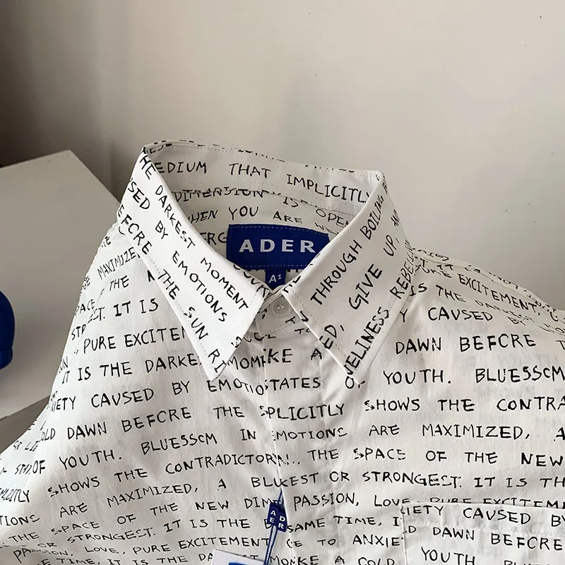 ADER Monogram Shirt Korean Loose Top Men Women Adererror Street Fashion Shirt