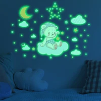 luminous star wallpaper bear moon wall stickers luminous stickers bedroom self adhesive decorative wall stickers