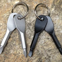 1 pcs key shape precision cast steel mini slotted screwdrivers keychain pocket repair tool edc multifunction screwdriver