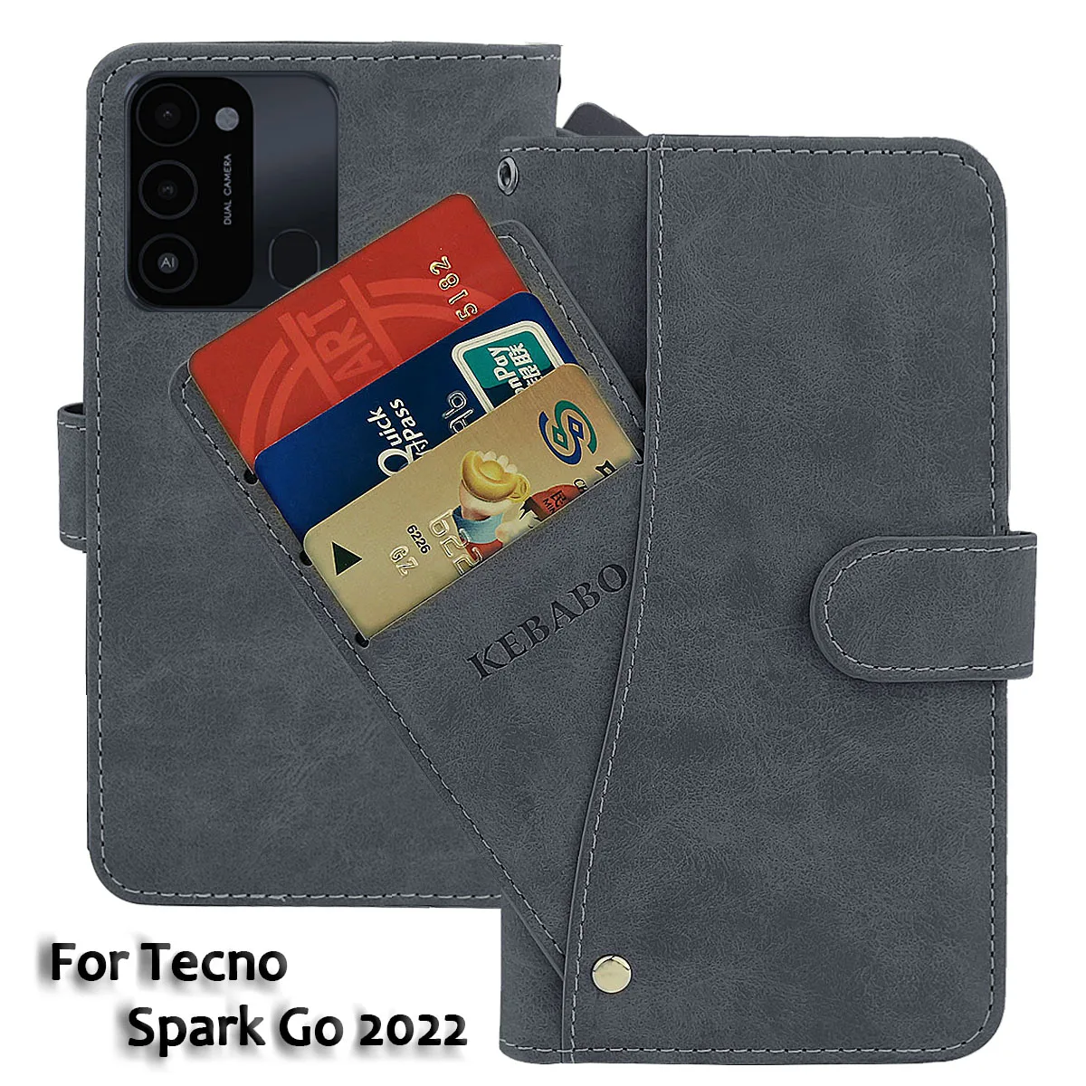 

Кожаный чехол-кошелек Tecno Spark Go 2022, модный роскошный флип-чехол 6,52 дюйма с передней картой Spark Go 2022 Tecno, магнитные чехлы для телефонов