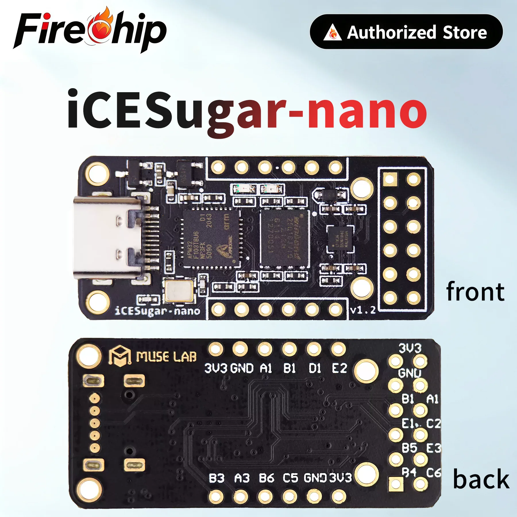 Фото Комплект для разработки на базе FPGA FireChip iCESugar-Nano, открытый исходный код, RISC-V, ICE40LP1k, стандартный разъем PMOD №1