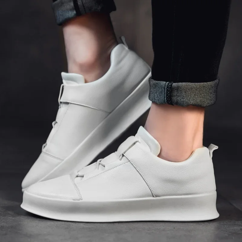 Кроссовки мужские из ПУ кожи Повседневная модная обувь плоская подошва дышащие