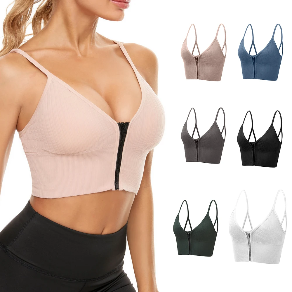 

Sports Bra Front Zipper Crop Top Women Sportswear Feminine Top Bras for Fitness Gym Female Underwear Running Push Up Lingerie