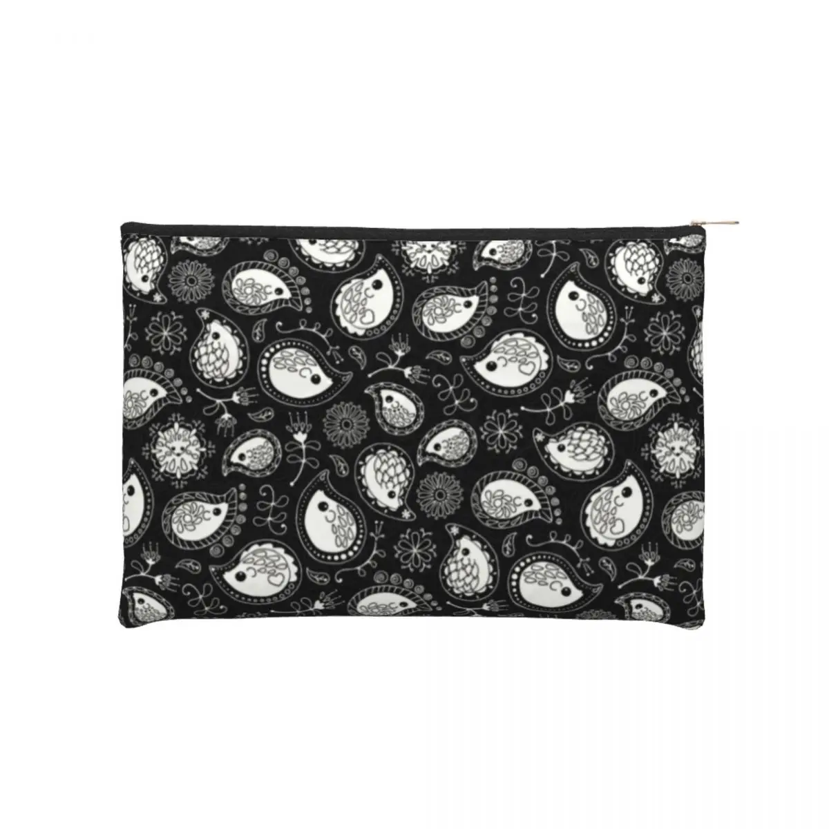 

Hedgehog Paisley Travel Cosmetic Bag Hedgehogs Cashmere Black And White Toiletry Makeup Organizer Lady Beauty Storage Dopp Kit