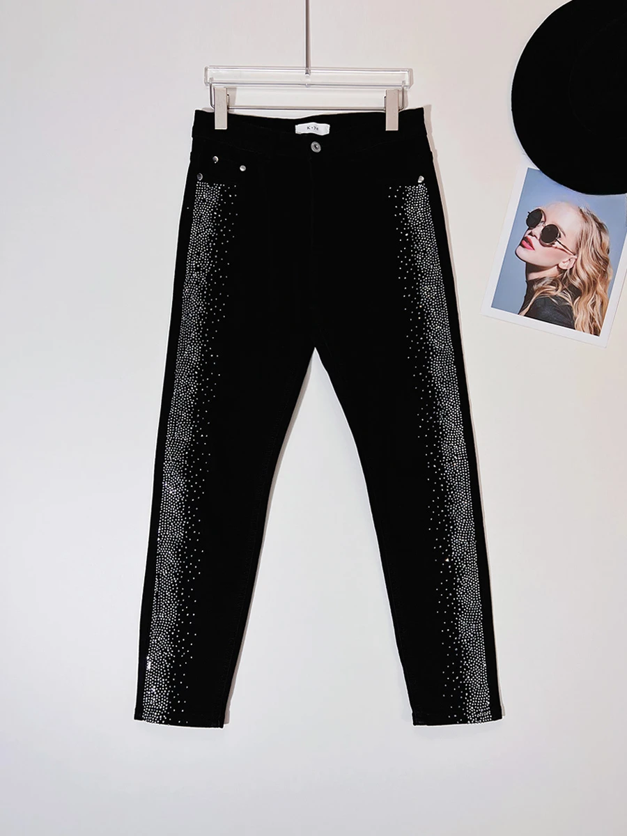 Осень-зима 2024 мужские красивые индивидуальные черные джинсы модные новые