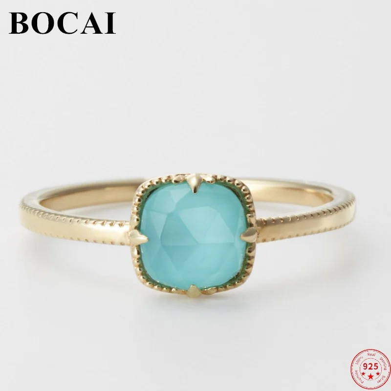 

Женское кольцо ручной работы из серебра 100% пробы с натуральным амазонитом