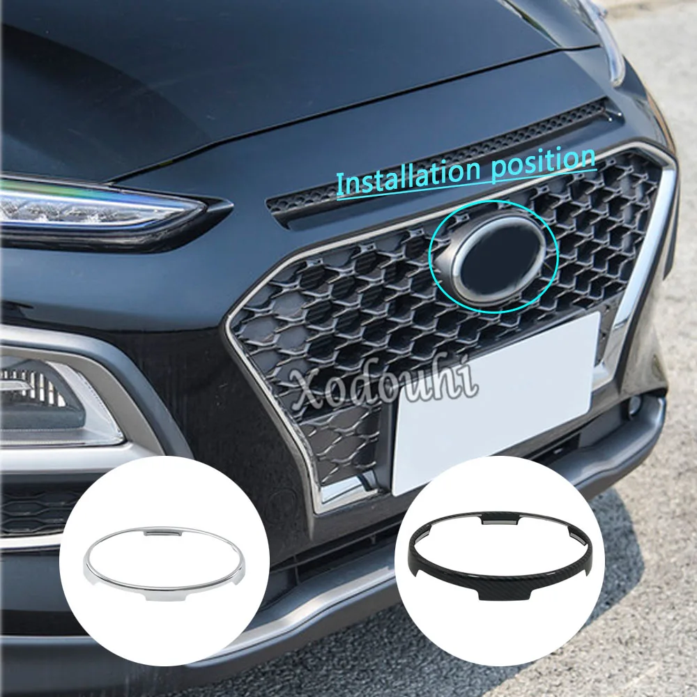 

Автомобильная хромированная отделка ABS, передний знак, декоративный знак, решетка для гриля, решетка для Hyundai Kona Encino Kauai 2017 2018 2019 2020 2021