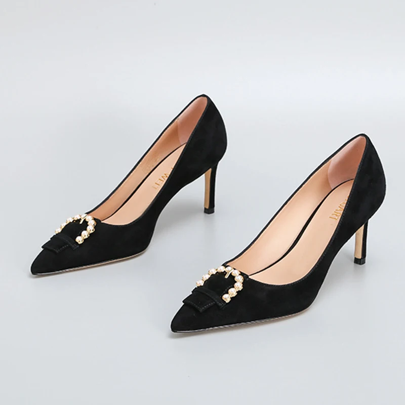 

2022 New Pointed Toe Pumps Ladies Pearl Luxury Brand Designer Wedding Stiletto Heels Shoes For Women Escarpins Zapatos