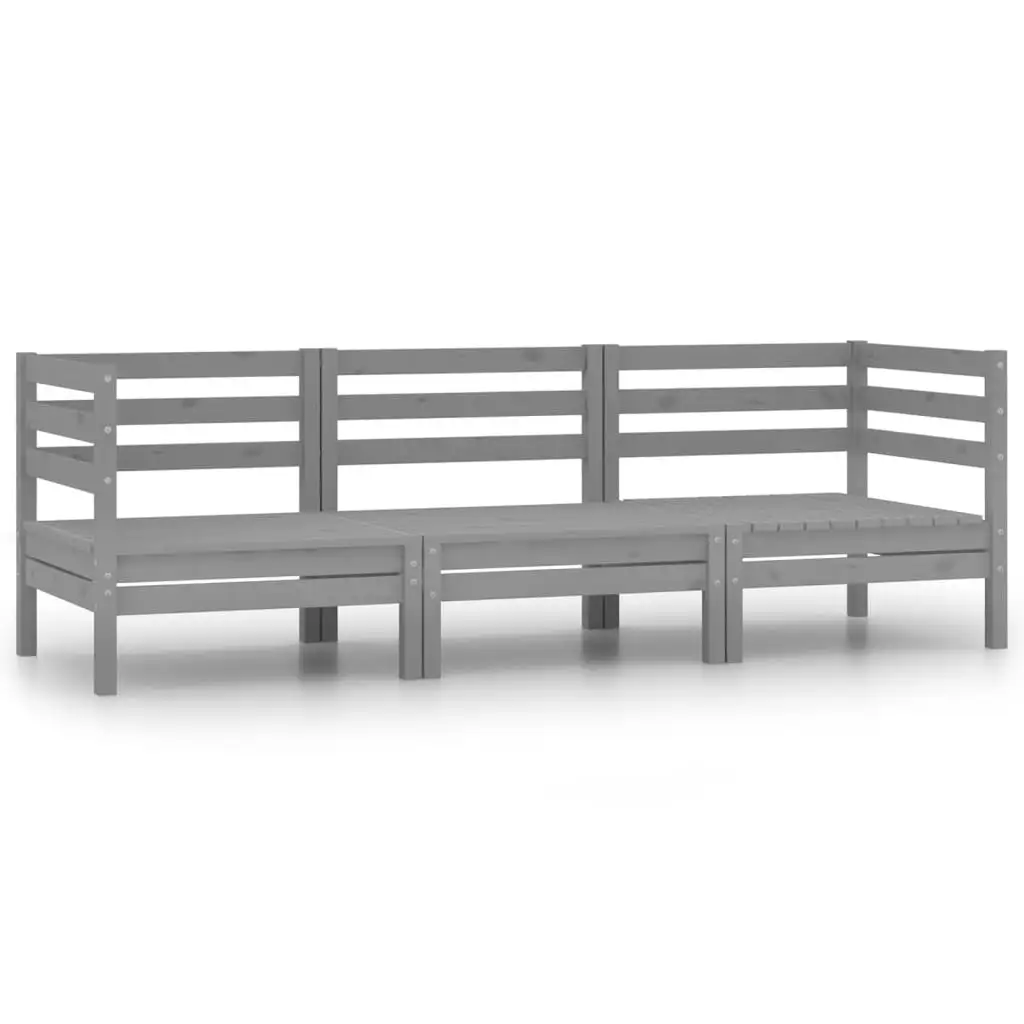 

Garden living room 3 pcs solid pine wood Gray