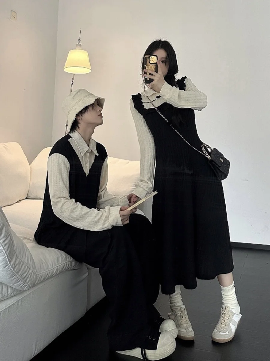 2024 новый образ для пары осенне-зимняя юбка одежда свитер искусственный дизайн из