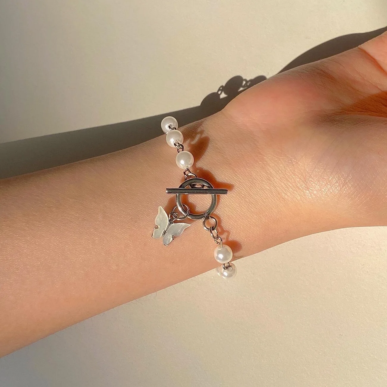 

Japan And South Korea Super Fairy Butterfly Pendant Pearl Bracelet Women's Classic Retro Girls Jewelry Gifts