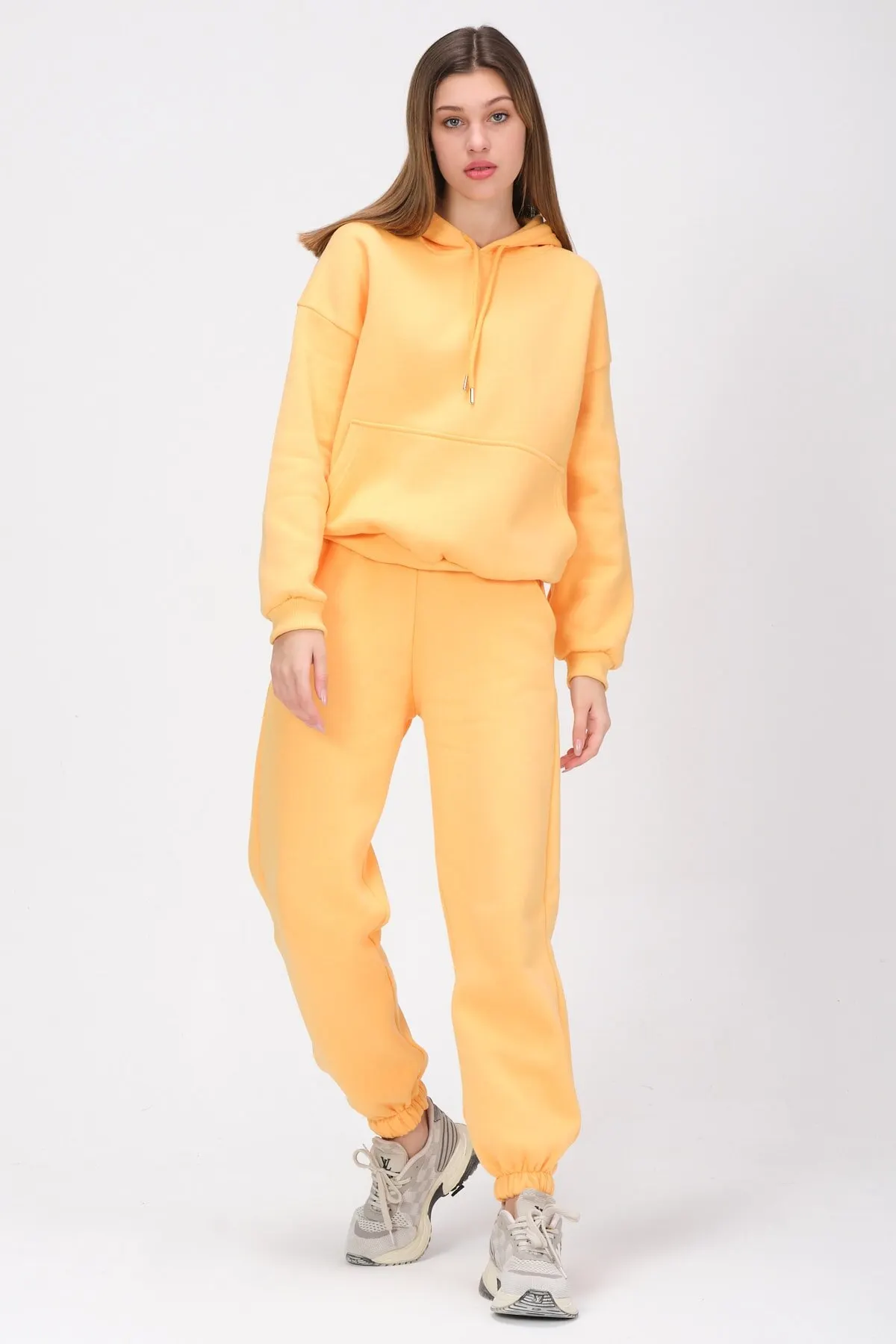

Women's Sweatshirt Mustard Yellow Hooded Fleece Kangaroo Pocket Basic Hoodies Fashion All Season New Pullovers Fleece lovers Fleece