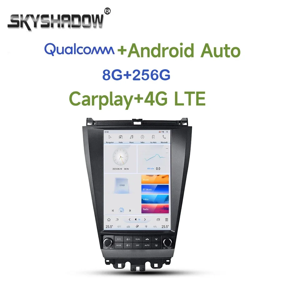

Tesla Qualcomm Carplay автомобильный DVD-плеер DSP 4G LTE Android 11,0 8G + 256G GPS RDS радио WIFI Bluetooth для Honda Accord 2003-2007