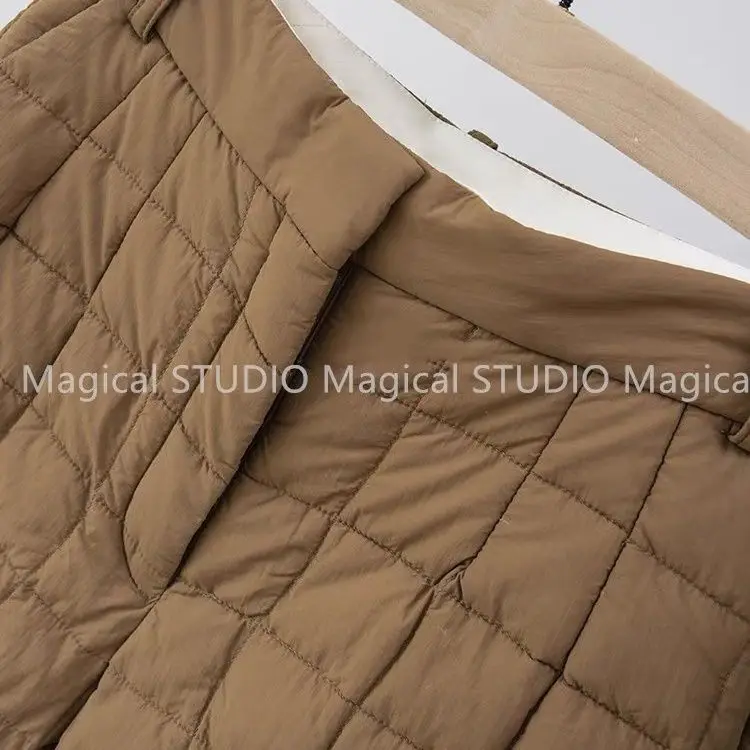 Женские зимние теплые шорты с высокой талией в клетку