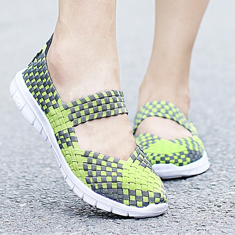 Women's Sandals Breathable Trekking Sandals Slip-on Light Weight Loafers Walking Woven Shoes