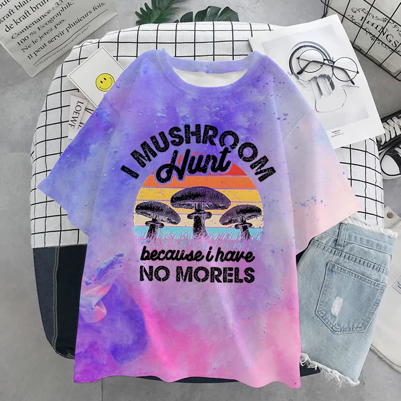 

Women Mushroom Graphic Tee Sweet 90s Trend Summer T Nature Clothing Tie-dyed Clothes Fashion Casual Ladies Female Y2k Top