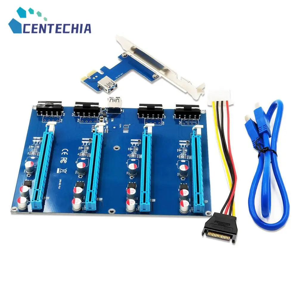 

Легкая Райзер-карта Pci-e X1 до 4pci-e X16, 1 до 4 портов, Pci Express, портативный разъем Pci-e, металлический мини-переключатель с синим разъемом