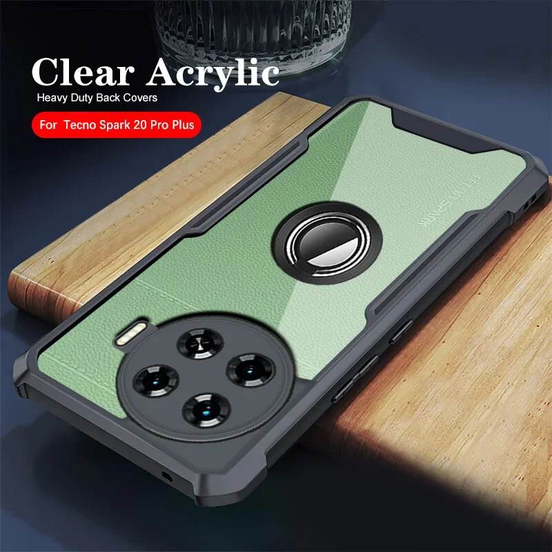 Прозрачная акриловая задняя крышка Spark20Pro с рамкой для телефона из ТПУ Tecno Spark 20 Pro