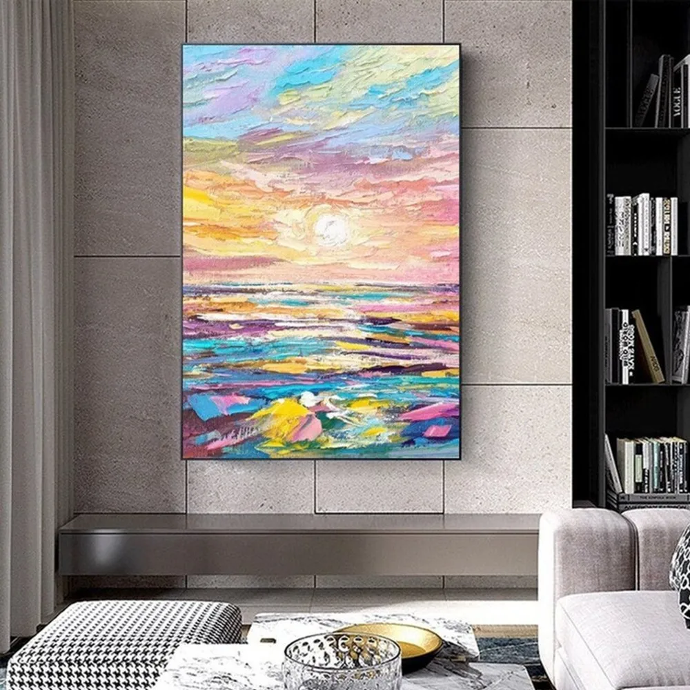 

Abstract bright colorful vertical oil painting on canvas Handmade Decorative Mural For Living Room Bedroom Wall Art