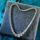 PANSYSEN 925 стерлингового серебра круглой огранки имитация Муассанит 5A циркониевые ожерелья для женщин Свадебные обручальные кольца, хорошее ювелирное изделие, подарок