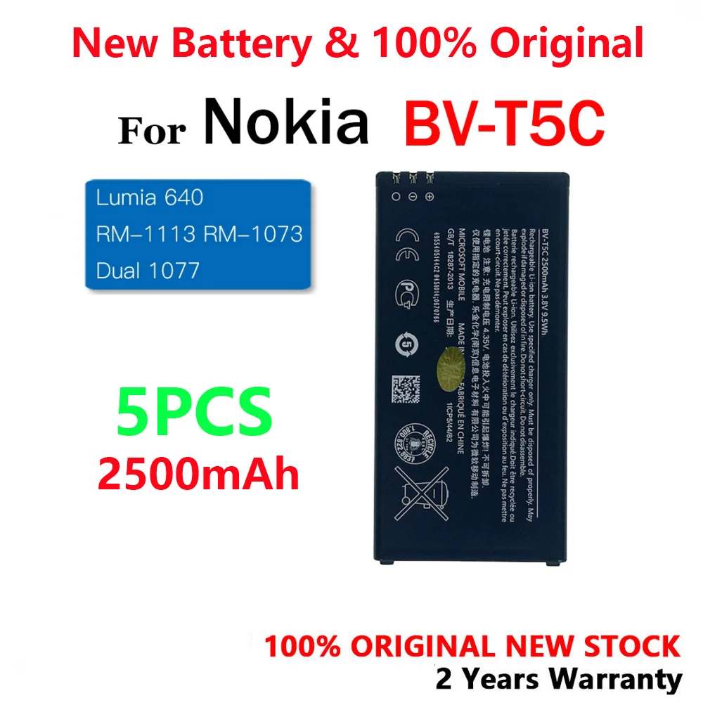 100% новый оригинальный аккумулятор BV-T5C BVT5C для Nokia Microsoft Lumia 640 Lumia640 NK RM 1113 1073 Dual 1077
