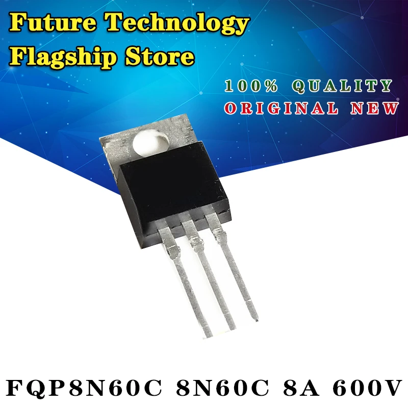 

10PCS new original FQP8N60C 8N60C 8A 600V TO-220 MOS field effect tube straight plug iron head