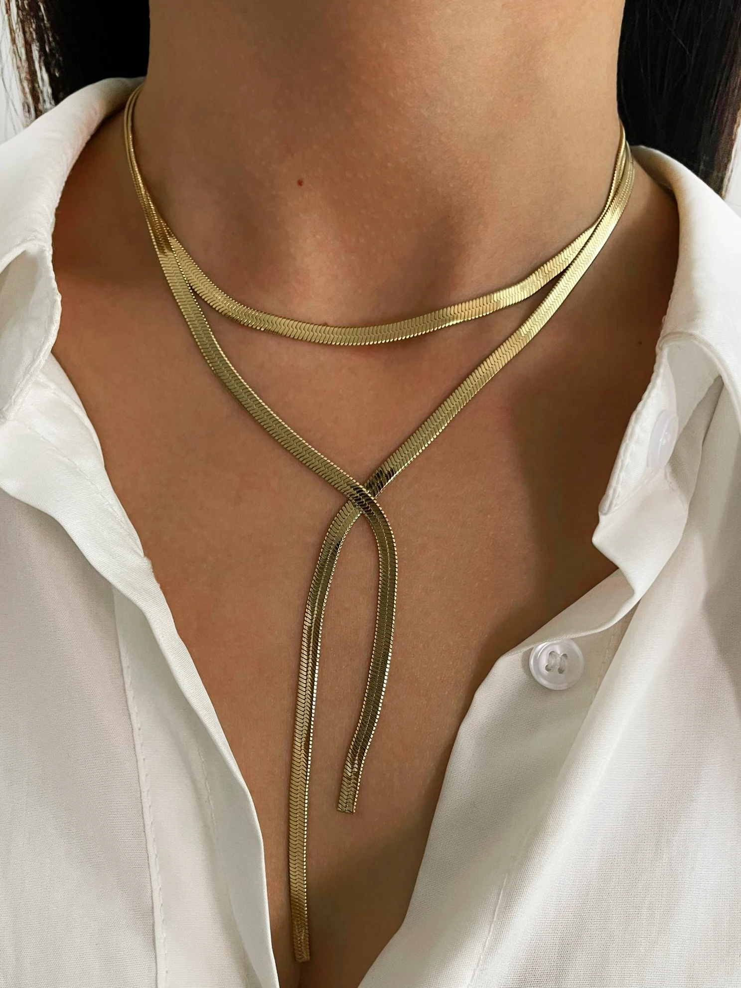 Женское Ожерелье-чокер Peri'sbox из нержавеющей стали Уникальная двухслойная