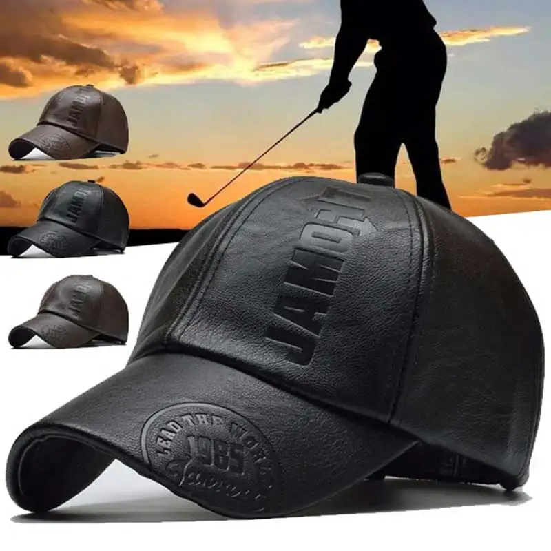 

PU Leather Baseball Cap Army Military Hat Man Baseball Cap Vintage Cowhide Leather Hats Adjustable Snapback Caps Sport Cap