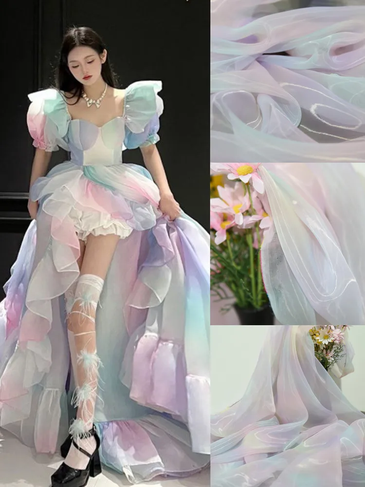 Ful Gradient Glazed Yarn Silky Soft Performance Wear Glossy Organza Skirt Yarn Hair Accessories Clothing Designer Fabrics