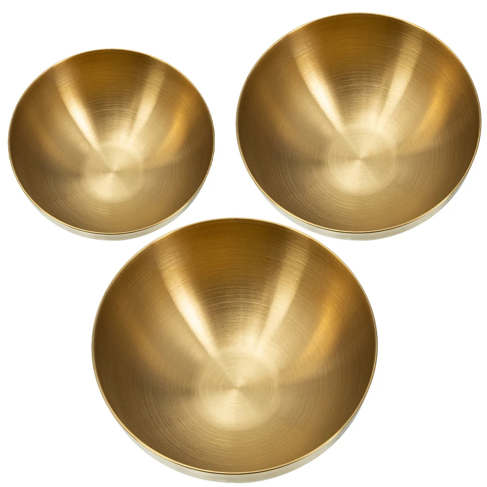

3 Pcs Salad Bowl Mixing Food Fruit Accessories Household Serving Stainless Steel Reusable Daily Noodle