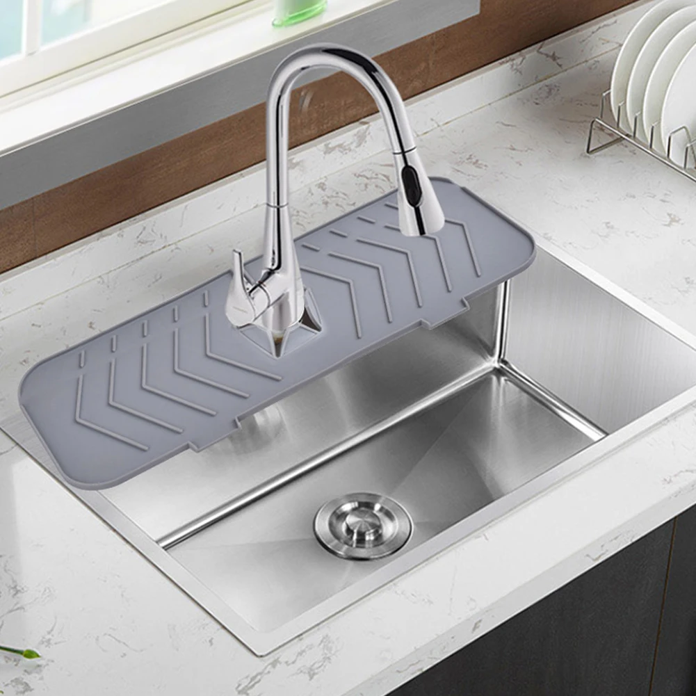 

Kitchen Faucet Mat Absorbent Mat Splash Water Mat Silicone Water Drying Pads Replace Sink Draining Pad For Bathroom 37x14cm
