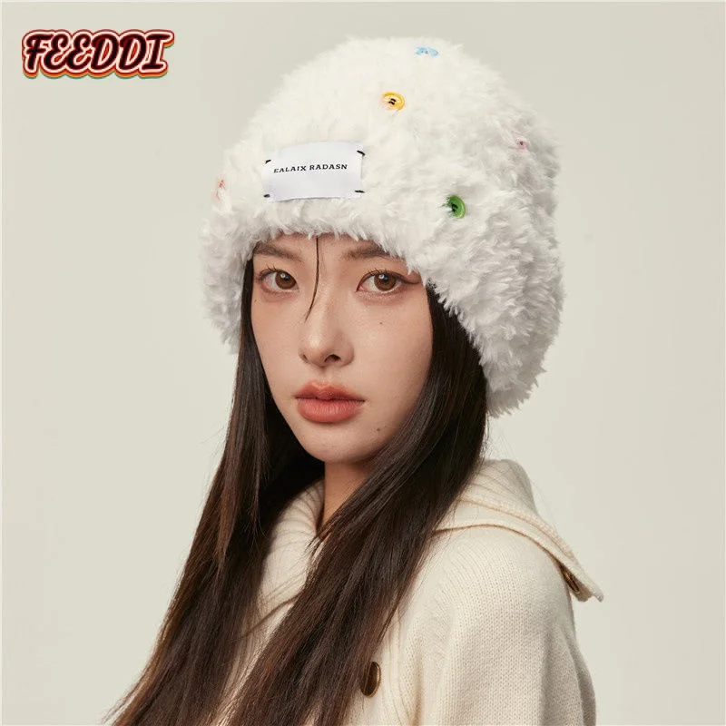 

Feeddi New Furry Plush Fisherman Hat Women 'S Autumn And Winter Hat Winter Knitted Bucket Hat Fisherman Winter Girl 'S Cap