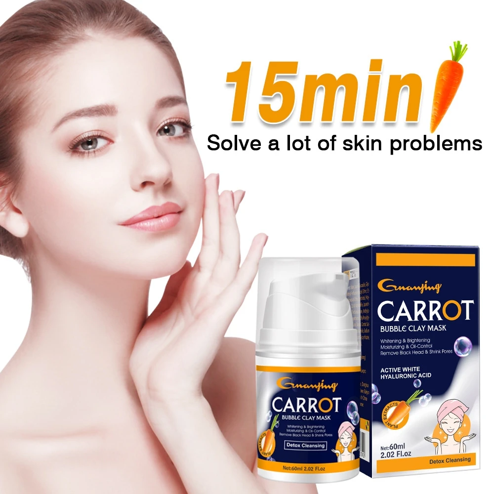 

60ml Carrot Bubble Cleansing Mud Mask Facial Moisturizing Brightening Clean Pore Bubble Moisturizing Mask Mud Skin Care