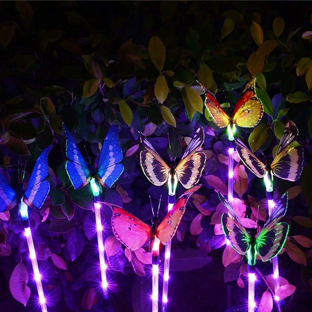 

LED Solar Lawn Atmosphere Light Easy Installation 3pcs Landscape Lighting Corrosion Resistant Butterfly Durable for Home Garden