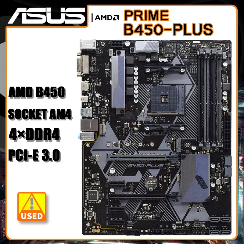 AM4 системная плата AMD B450 ASUS PRIME B450-PLUS материнская DDR4 64GB PCI-E 3 0 USB3.1ATX для Ryzen 3200G 5 3600
